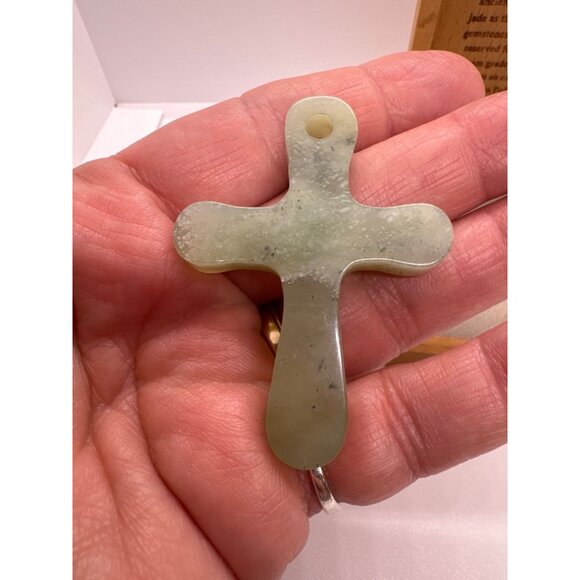 Alaskan Jade Cross Pendant Polar Mountains Nephrite Stone Gift Box Spiritual - Picture 5 of 9